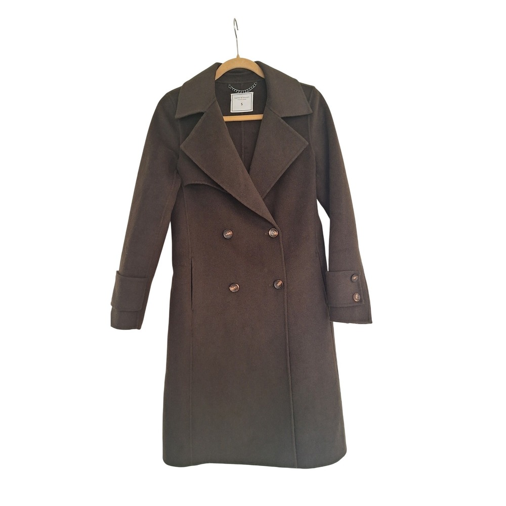 Belle Bloom Green Wool‎ Blend Double Breasted Coat S